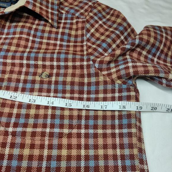Pendleton Women's Virgin Wool Brown Gingham Check Button Up Flannel Small Petite - Picture 9 of 10
